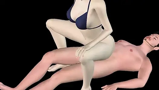Porno 3d animasi - gadis cantik menunggangi kontol pria Asia di memek & pantat