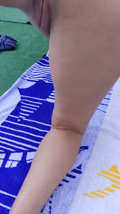 My wife exercising naked outdoors | Clip 1