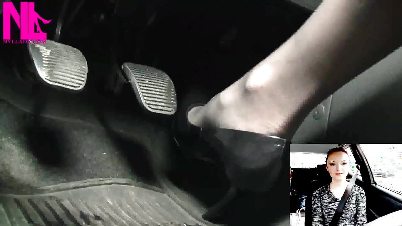 Driving in Grey Pattent Pumps and Pantyhose