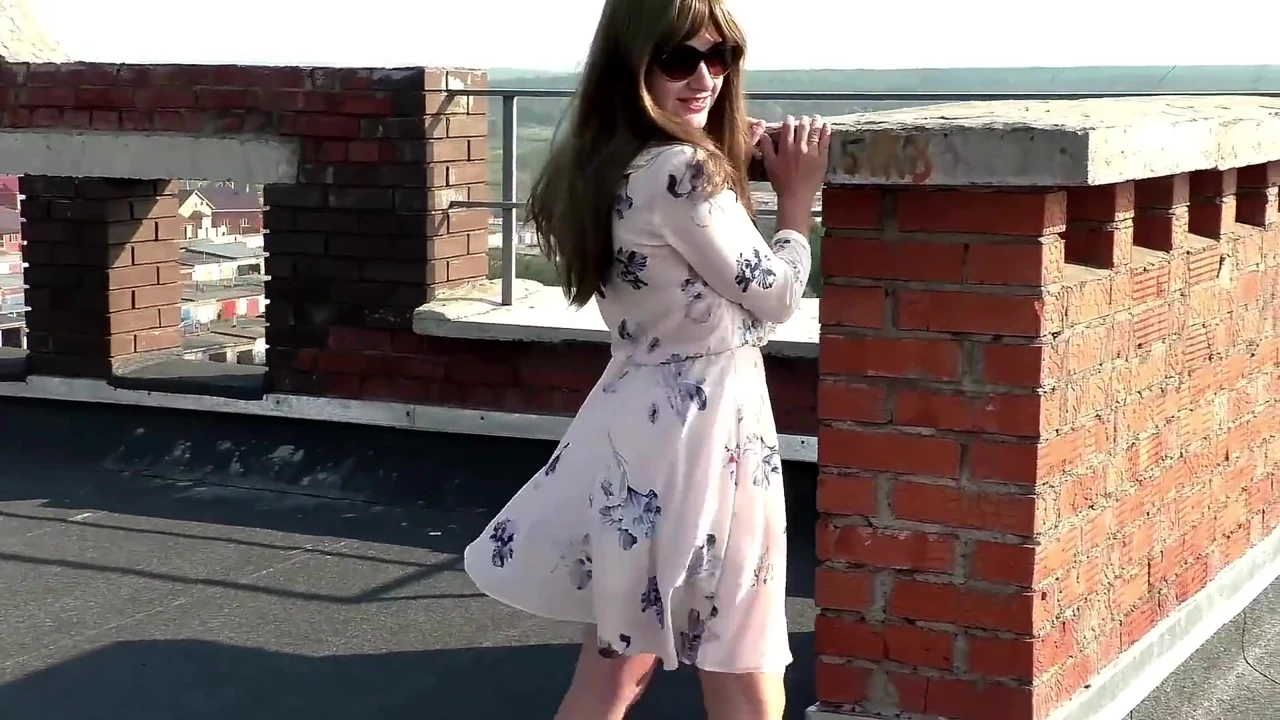 Stranger Passionately Fucks and Sucks a Big Cock on the Roof of a House, Cum in Her Panties