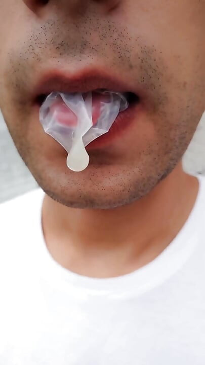 I Found Used Condom at Car Park so I Eat Cum, Chew It and Use Condom Like Bubble Gum
