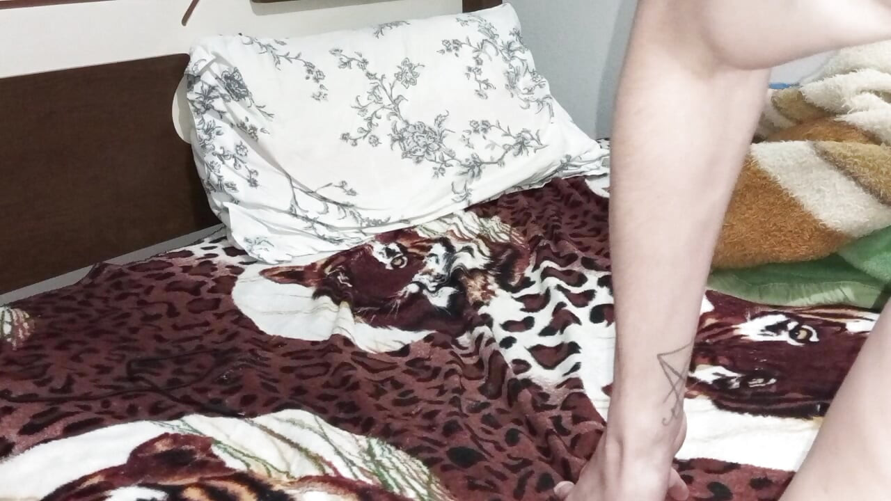 Polish boy masturbating in bed.