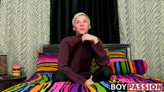 Solo twink Jax Marnell drills ass with toy and wanks cock