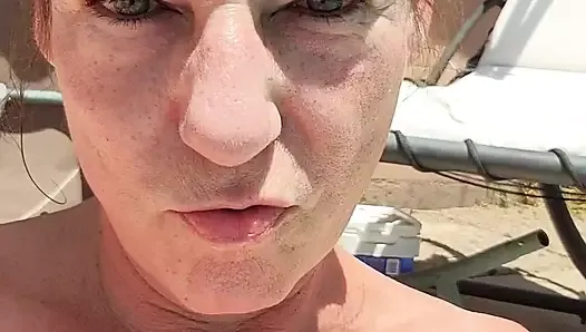 Happy Mother's day to me swimming, masturbating poolside