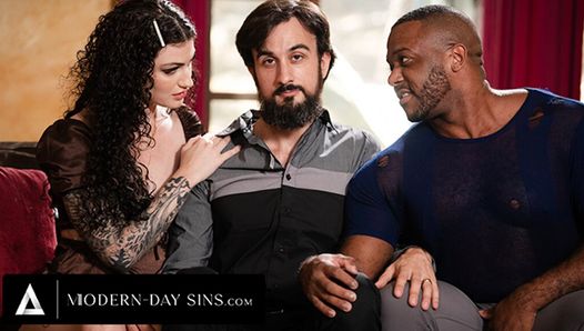 Moderne zonden - interraciale swingers overtuigen getrouwde vriend om vals te spelen in een biseksueel trio!