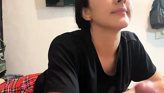 Young  swallows all my dick and swallows her milk