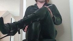 Jenna smoking and stroking in stiletto boots