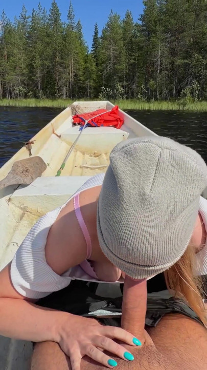 Risky Public Lake Boat Sex - Deepthroat & Doggy Cumshot Almost Caught | Clip 1