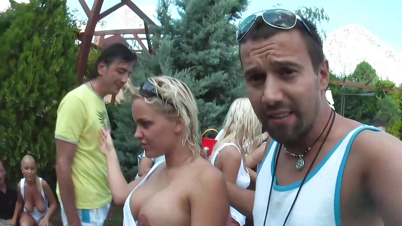 Pool party full of sucking, threesome fuck and group fuck