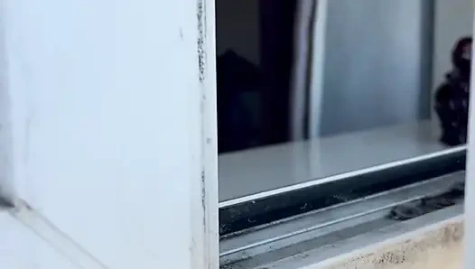 peeping scaffolders looking in the window