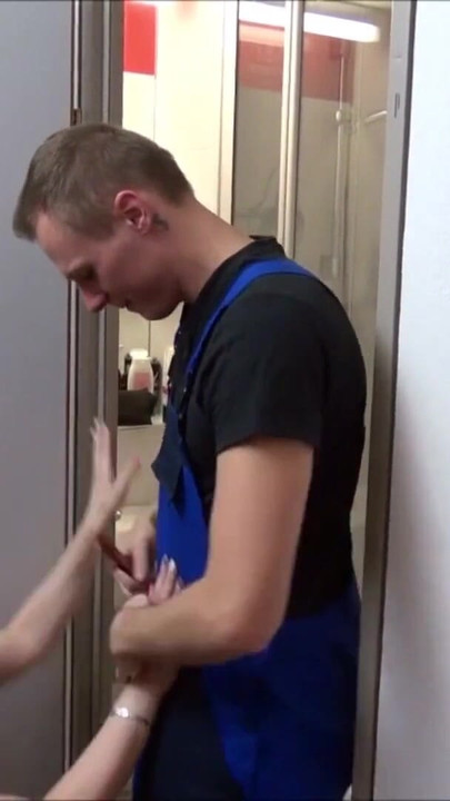 Thrilling moment from "Horny Daughter Seduces Repairman to Fuck While Her Parents Are Away"