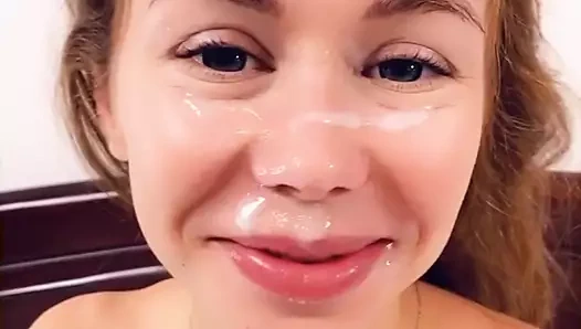 Cewek bugil bangun tidur sama kontol di memek dan dicrot di muka imut pagi-pagi (pov)