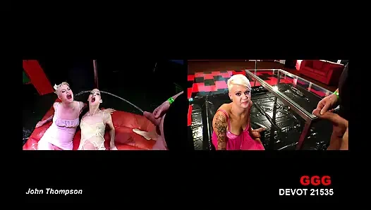 Pelacur setia basah kuyam di-gangbang sampai kencing