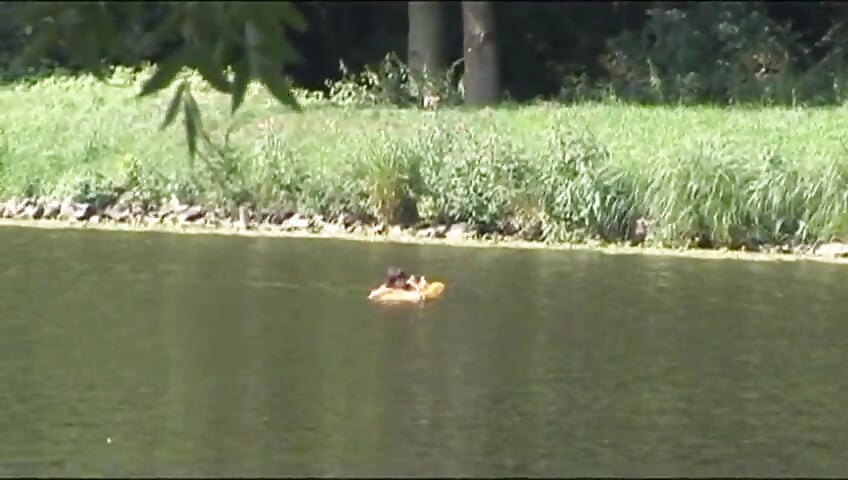 Sexy petite threesome pussy fucking in the garden