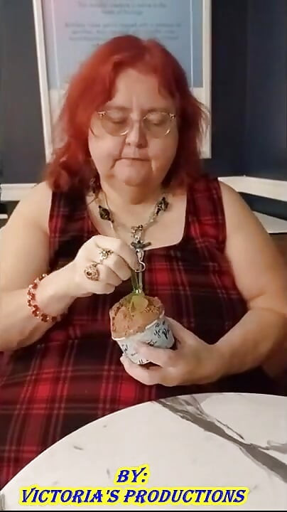 Nurse Vicki Eats Here Lunch and Then Enjoys Some Yummy Ice Cream