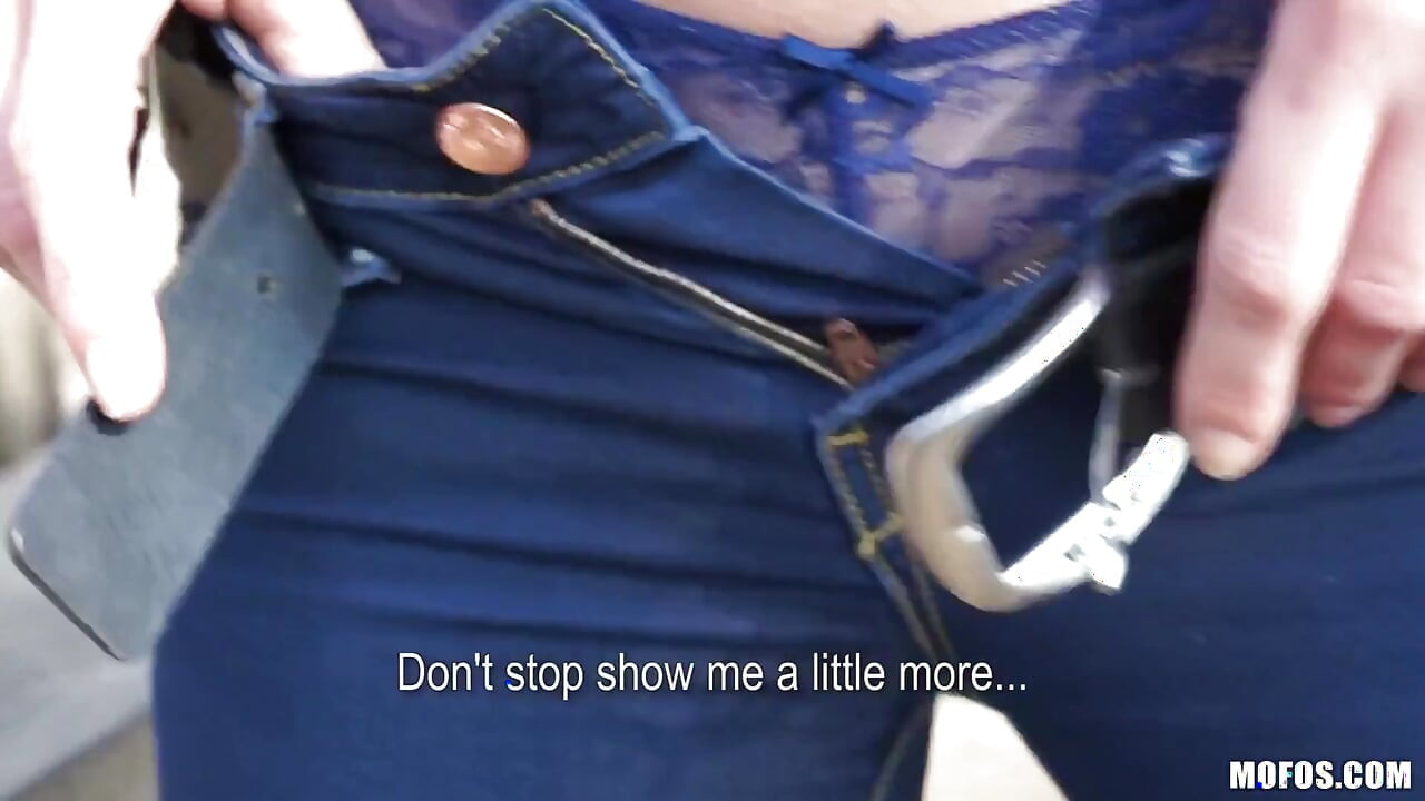Public Pickups - Kristine Crystalis Shows off Her Leather Jacket and Tight Ass