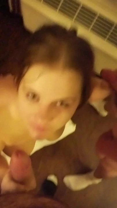 Skanky slutwife sucks 2 and gets facial.