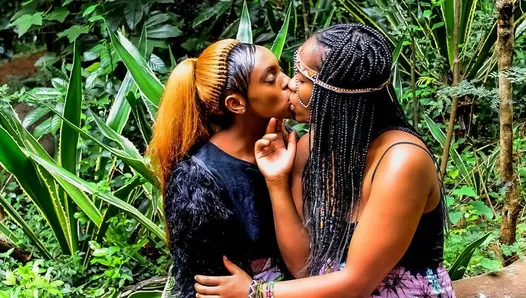 African festival outdoor lesbian make-out