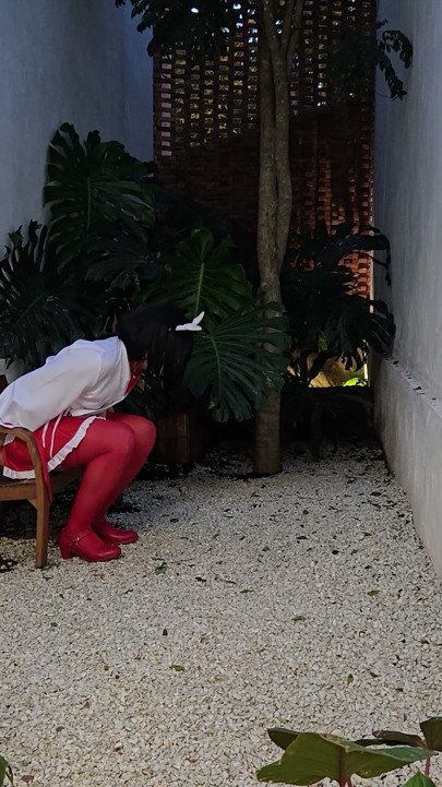 Sluty Miko Sissy Kanisa Part 2: Outdoor Walk in a Rock Garden Showing Her Sexy Legs Under Red Stocking and High Heel Shoes