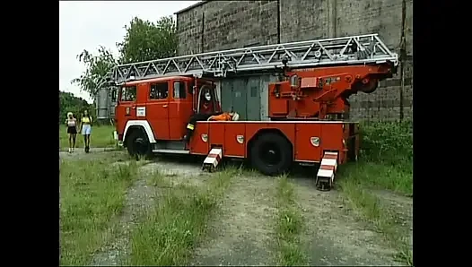 Two Amazing Young Sluts Fucked and Cummed in Mouth by Fireman with Big Cock