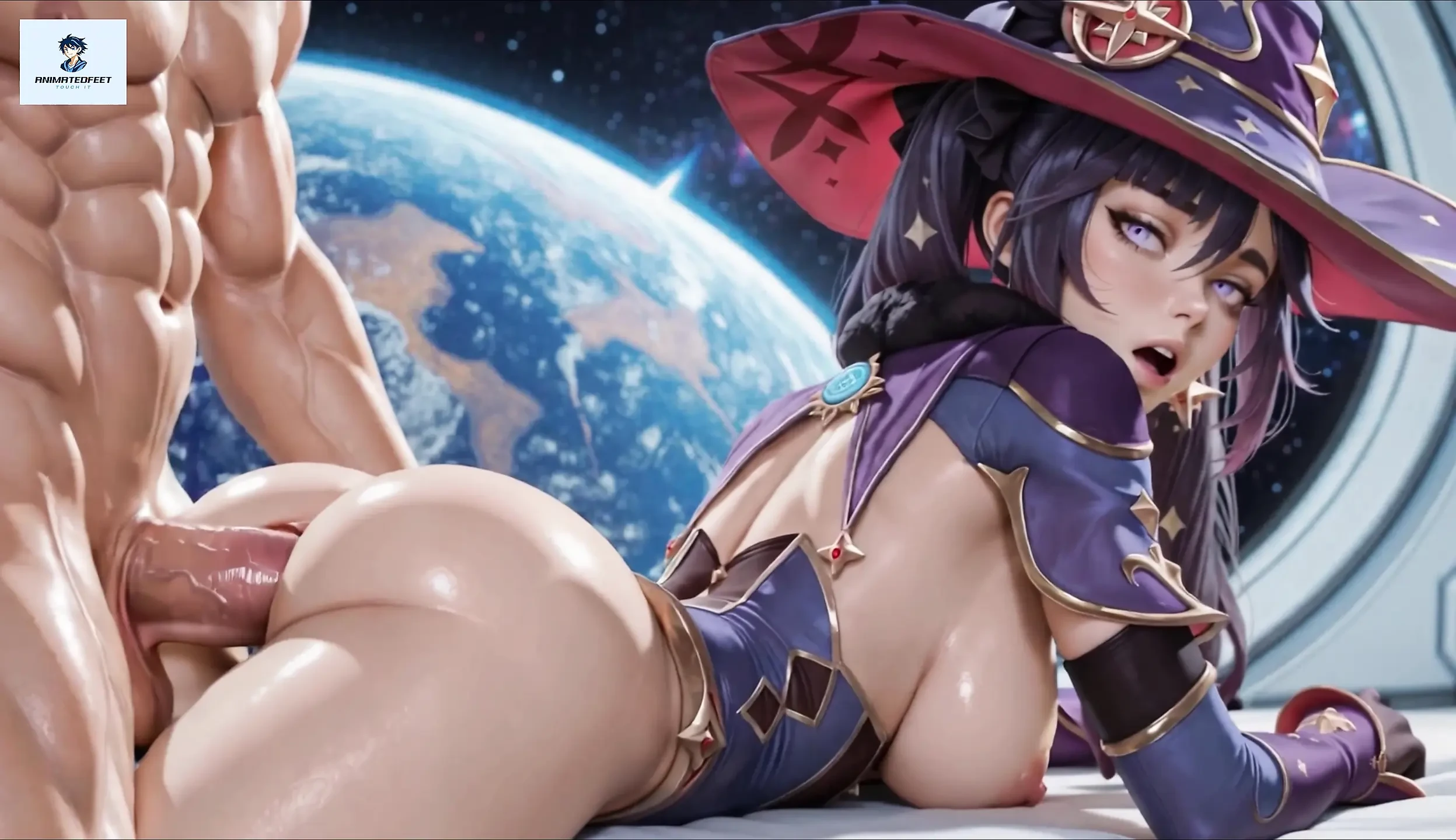 Genshin Impact Mona动画肛门脚口交乳交