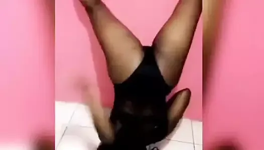 Black girl twerking wedgie pick head stand
