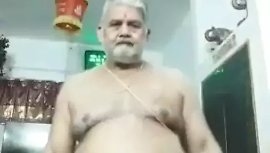 Fat grandpa showing body