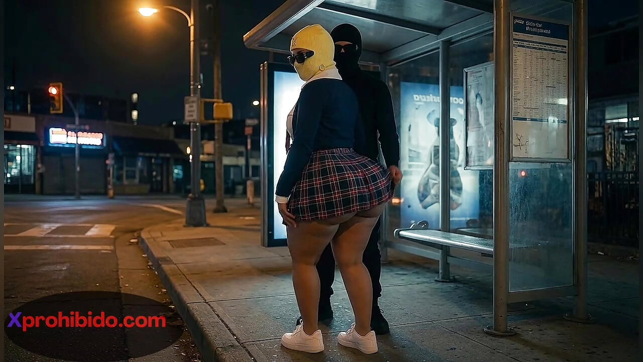 Curvy Big Ass Girl Dancing at Bus Stop