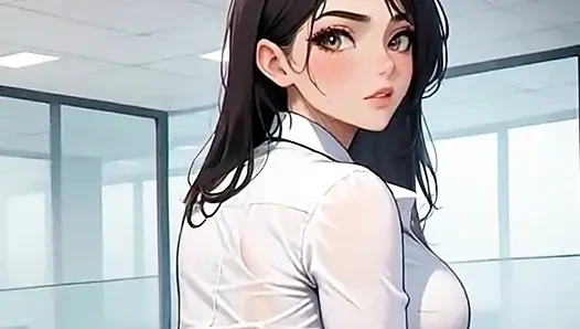 Waifu sekretärin pOV - latina & gefärbte haare, büro-nahaufnahme necken