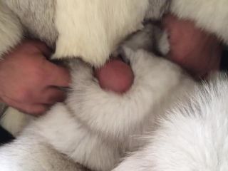 Fox fur masturbation with cum shot