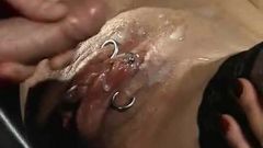 Iam Pierced MILF slave with pussy piercings pumped