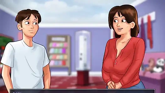 Summertime saga: stiefmutter küsst ihren stiefsohn im aufenthaltsraum, episode 40