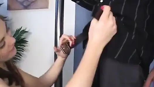 Curvy babe gives dude a pole dance show before he fucks her