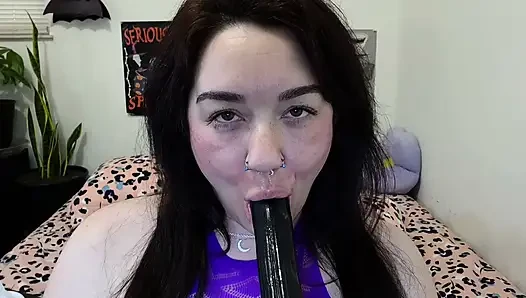 MILF Playing With Fat Hairy Pussy - Orgasms & Sucks Cum Off Vibrator