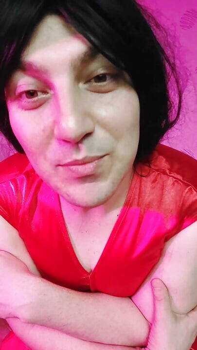 Red Princess Kitty Cross Having Fun in Red Dress