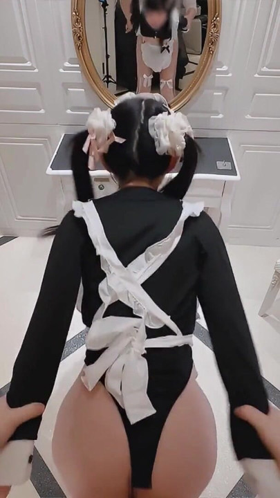 Hentai Pigtail maid's hair was grabbed and she was fucked hard in doggy style. | Clip 1