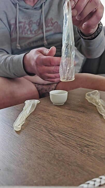 Condoms with foreign sperm in the asshole squirt.