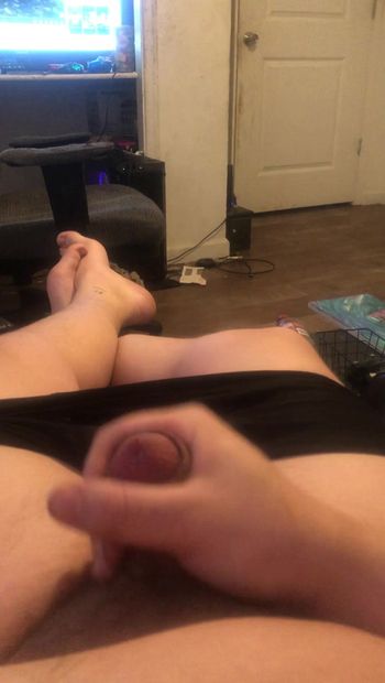 Chubby teen jerking his small cock