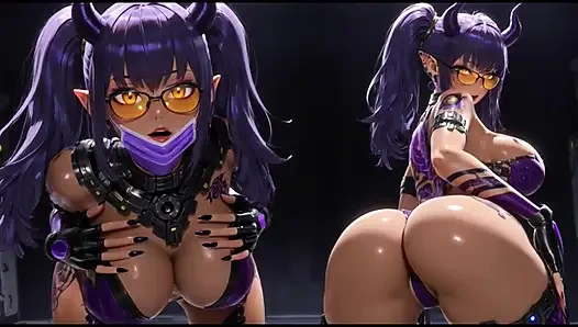 Super demon, ninja cyberpunk mädchen tanz (AI-animation)