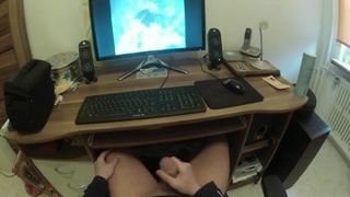 Egoshooter (cumshot) while watching porn