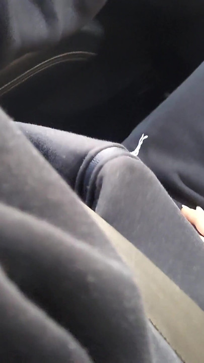 Hot milf teases a taxi driver in the car, in public, with her sexy legs in stockings | Clip 1