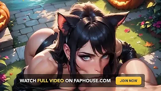 Feline menyamar untuk halloween ai