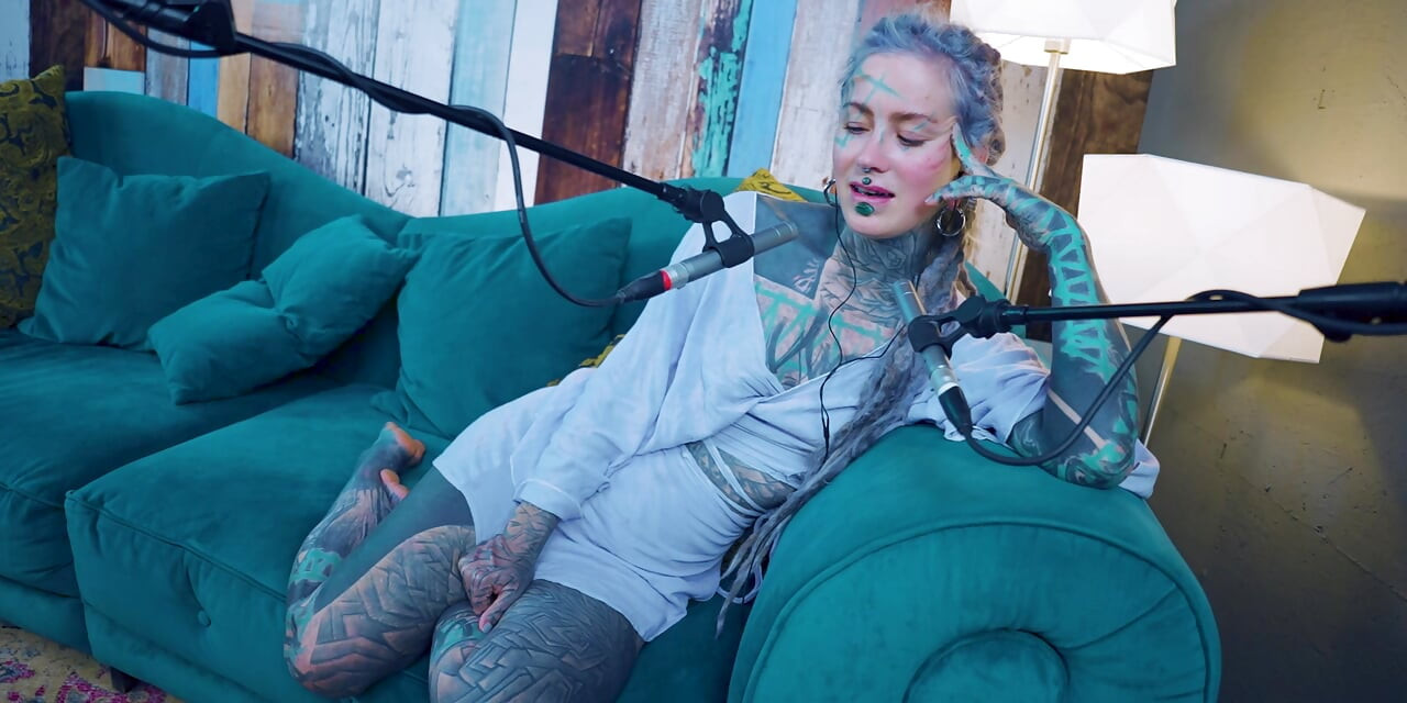 I talk about F - Fear - ASMR podcast SFW talking goth skinny girl dreadlocks tattoo model inked girl