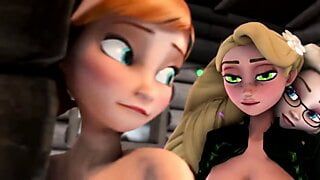 Futapunzel wordt gek met Anna en Elsa