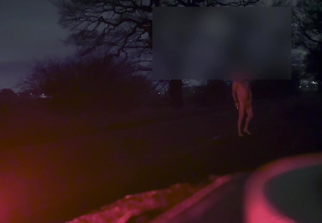 Naked and jerking in the road