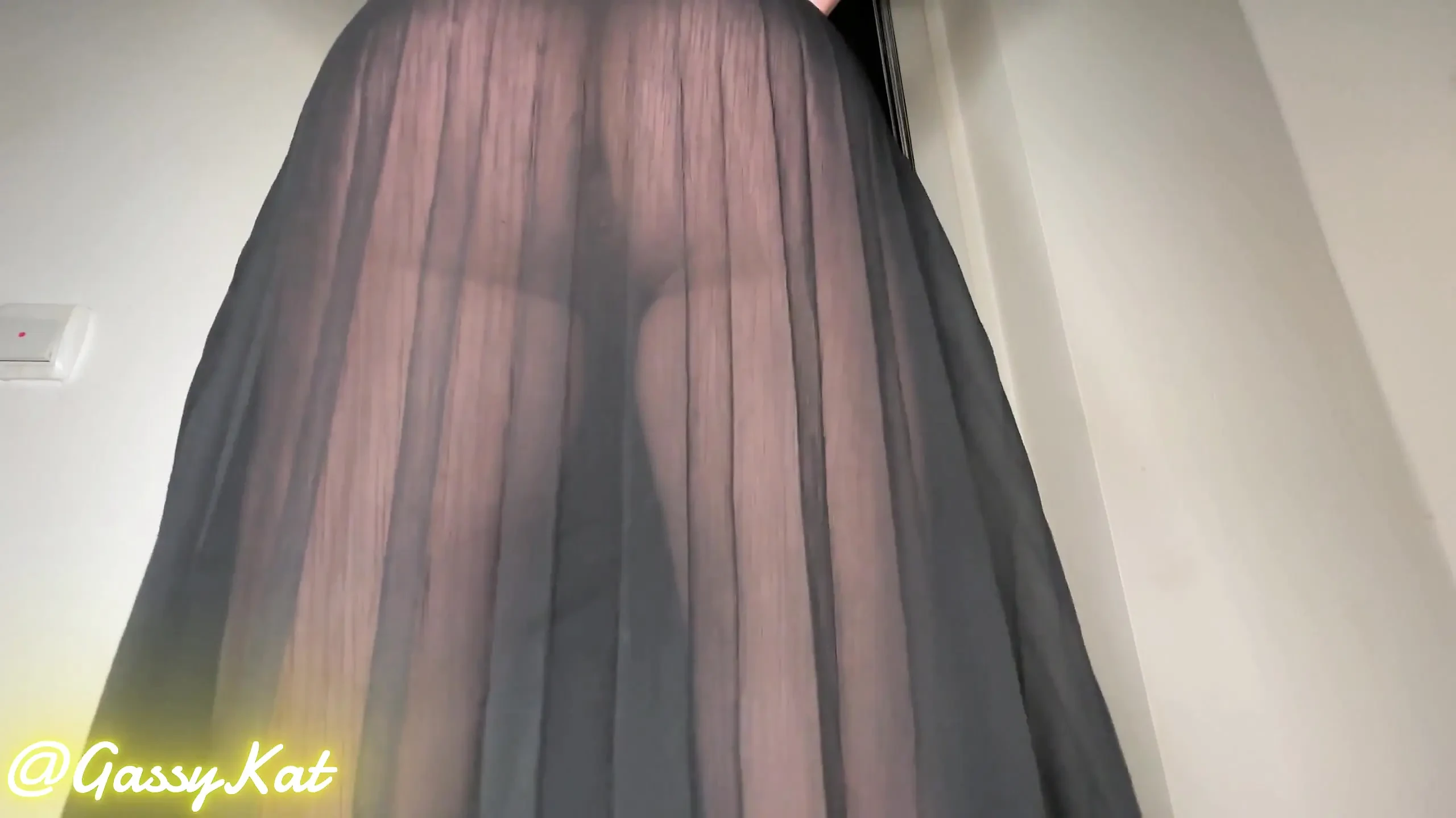 Farting in See-through Black Dress