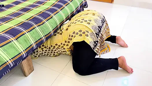 Hot Stepmom Stuck Under Stepson's Bed When She Clean His Room!