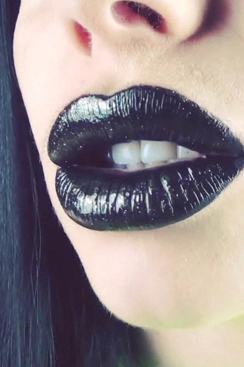 Kisses from black shiny lips ASMR JOI