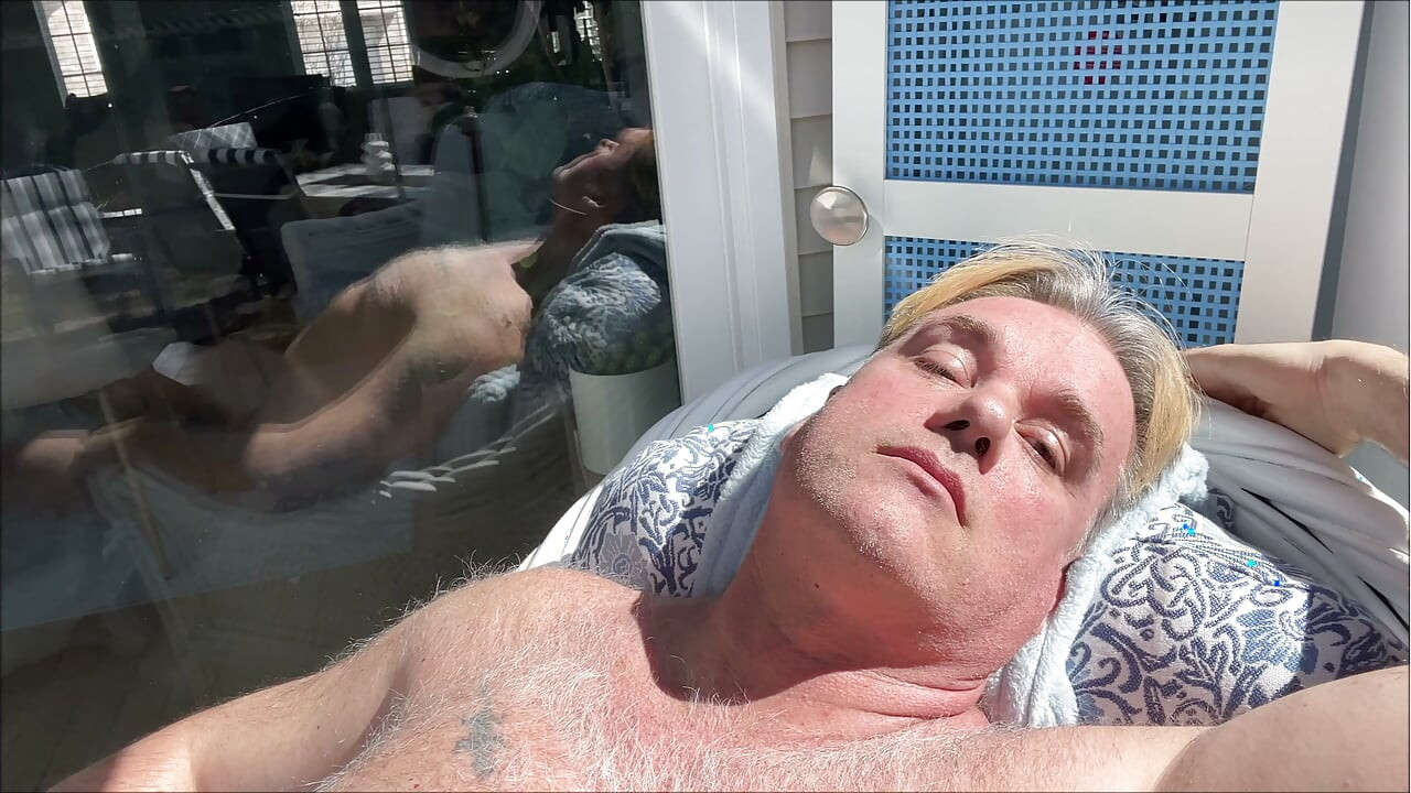 HUNK DADDY BEAR NAKED SUNBATHING IN THE VERANDA 1