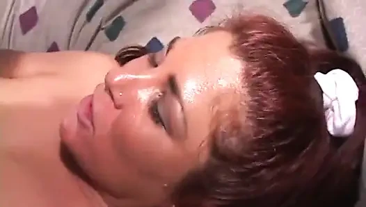 Horny slut has Interracial gang bang in the bedroom